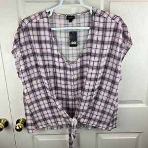 Torrid Short Sleeve Plaid Challis Dolan Tie Top Size 1X